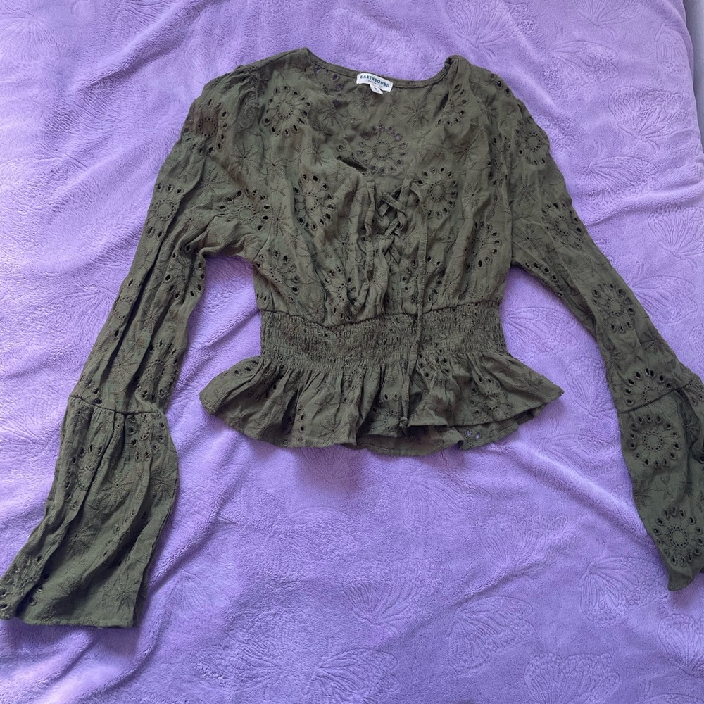 EARTHBOUND Forest Green Lace Blouse